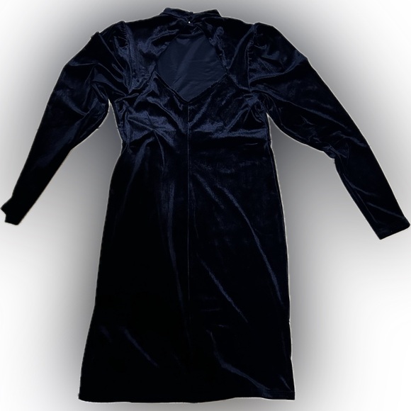 NWT Thyme Maternity Black Velvet Bodycon Open-Back Long Sleeve Dress. Size S - Picture 10 of 12